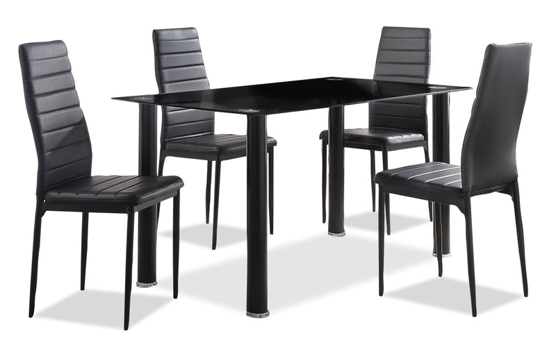 Onyx Dining Table with Glass Top, 55\"W - Black