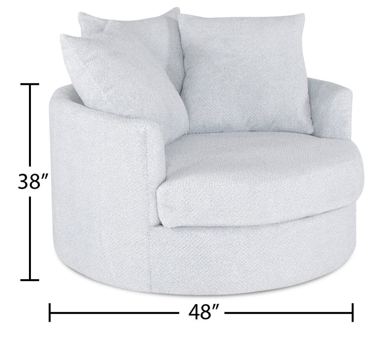 Made in Canada Grande 48\" Chenille Fabric Cuddler Accent Chair - Teddy Star Grey