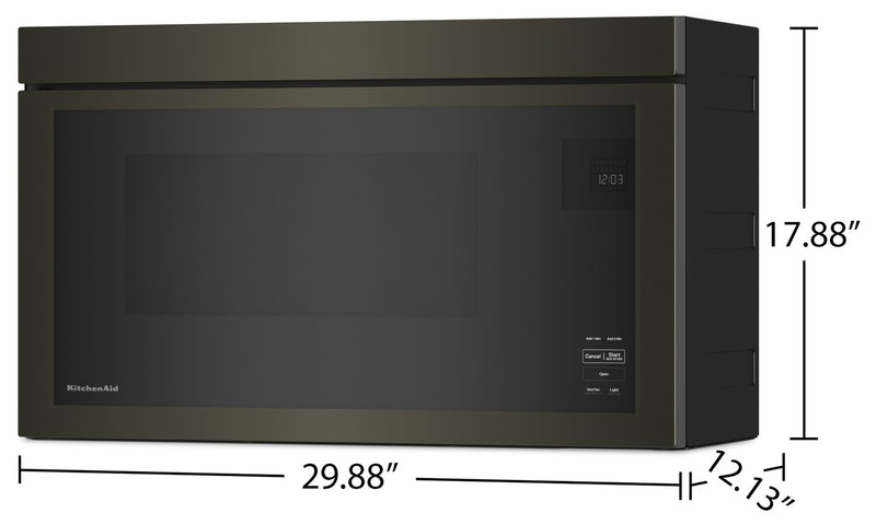 KitchenAid 1.1 Cu. Ft. Flush Over-the-Range Microwave with 900 Watts Cooking - Black Stainless - YKMMF330PBS