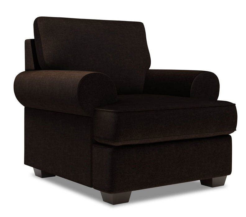 Made in Canada Sofa Lab Customizable Roll 42\" Chenille Fabric Chair - Luxury Chocolate Brown