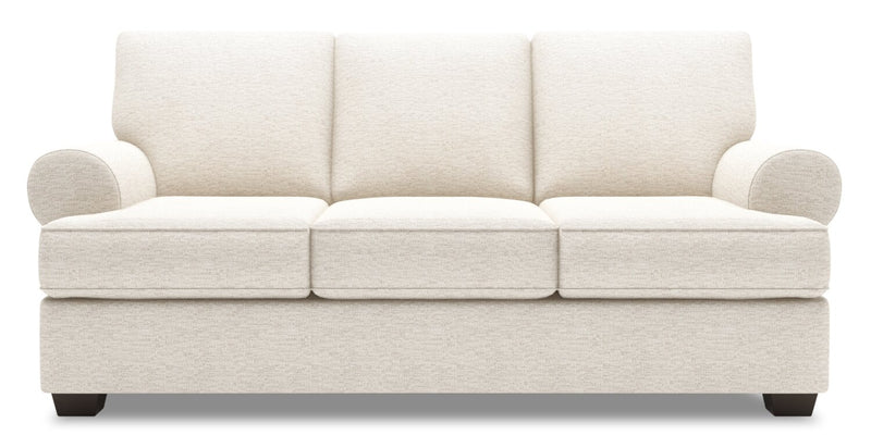 Made in Canada Customizable Sofa Lab Roll 86\" Chenille Fabric Sofa with Rolled Arms - Luxury Sand Beige