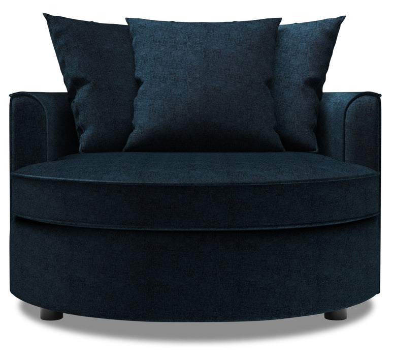 Made in Canada Sofa Lab Customizable Cuddler 48\" Chenille Fabric Accent Chair - Luxury Indigo Blue