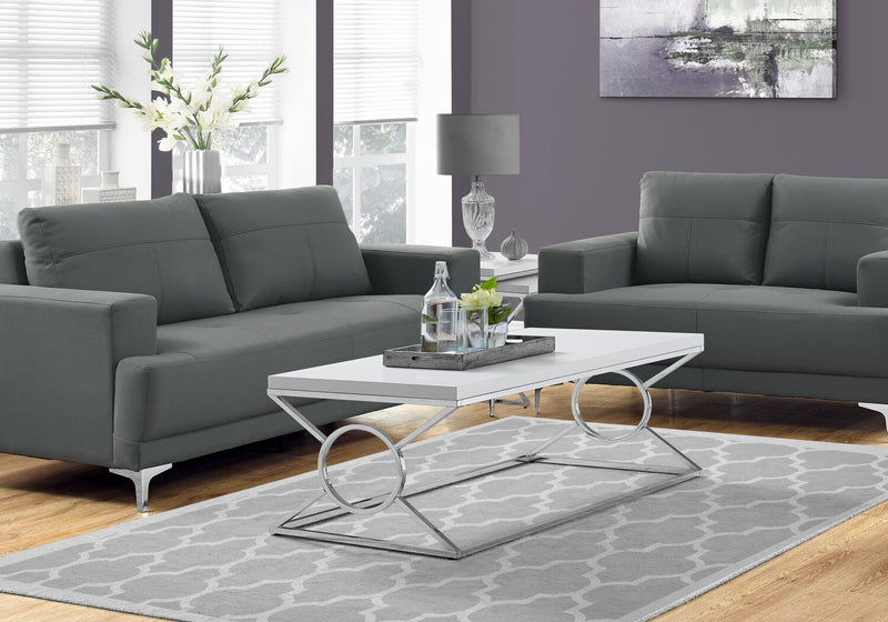 Shea 44\" Glam Coffee Table - White with Chrome Metal Base