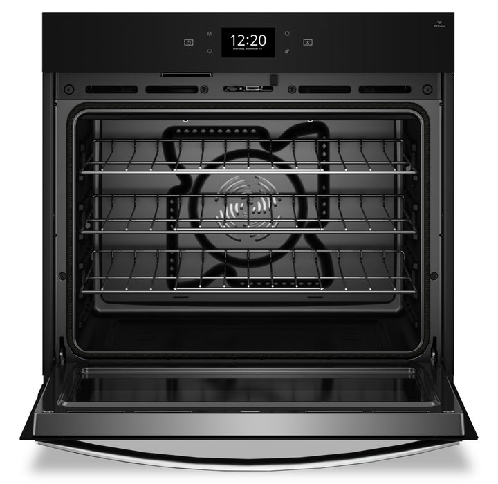 Whirlpool 30\" 4.3 Cu. Ft. Electric Single Wall Oven with True Convection - Black Stainless Steel with PrintShield™ Finish - WOES7030PV