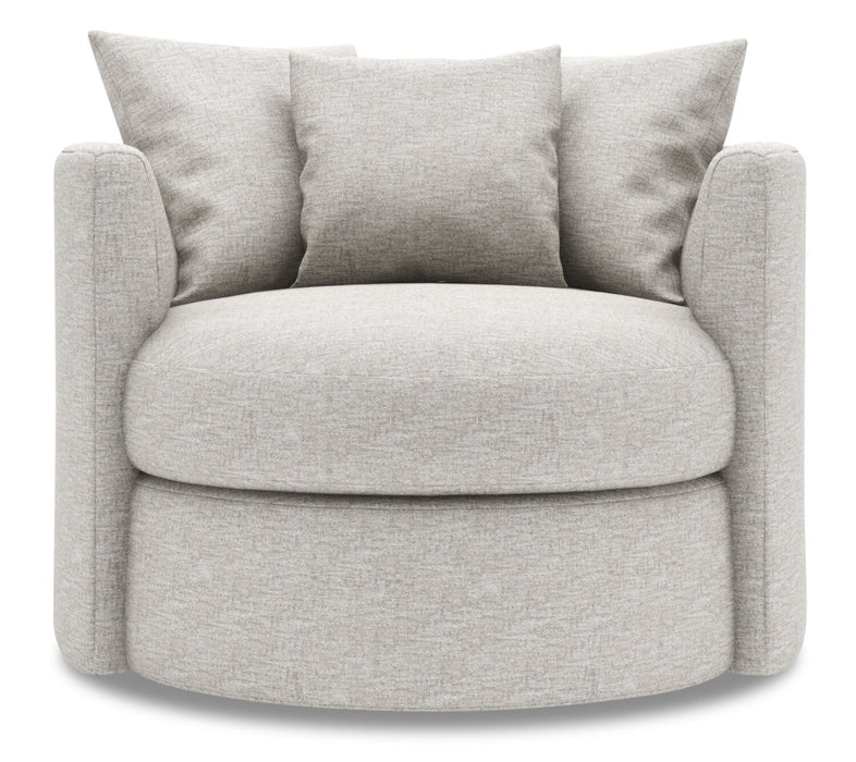 Made in Canada Sofa Lab Customizable Nest 41\" Chenille Fabric Swivel Accent Chair - Luxury Silver