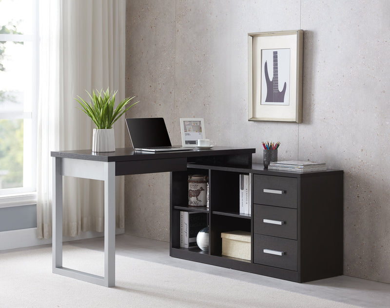 Owen 55\" Reversible Corner Office Desk with 4-Drawers & Cubbies - Espresso
