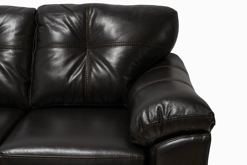 Made in Canada Addison 63\" Leather-Look Fabric Loveseat with Removable Seat Cushions and Tufting - Blackberry Black