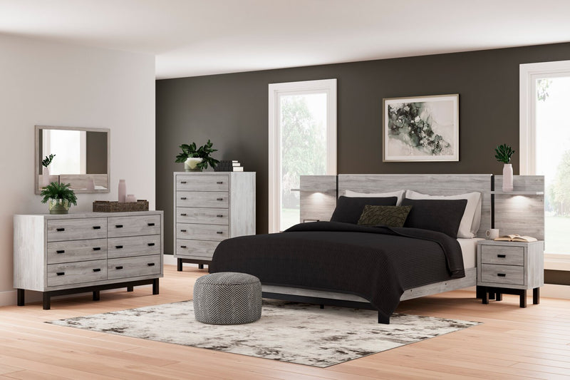 Zen Pier Bed with Headboard, Frame, Nightstands & Piers, USB, LED, Light Grey - King Size