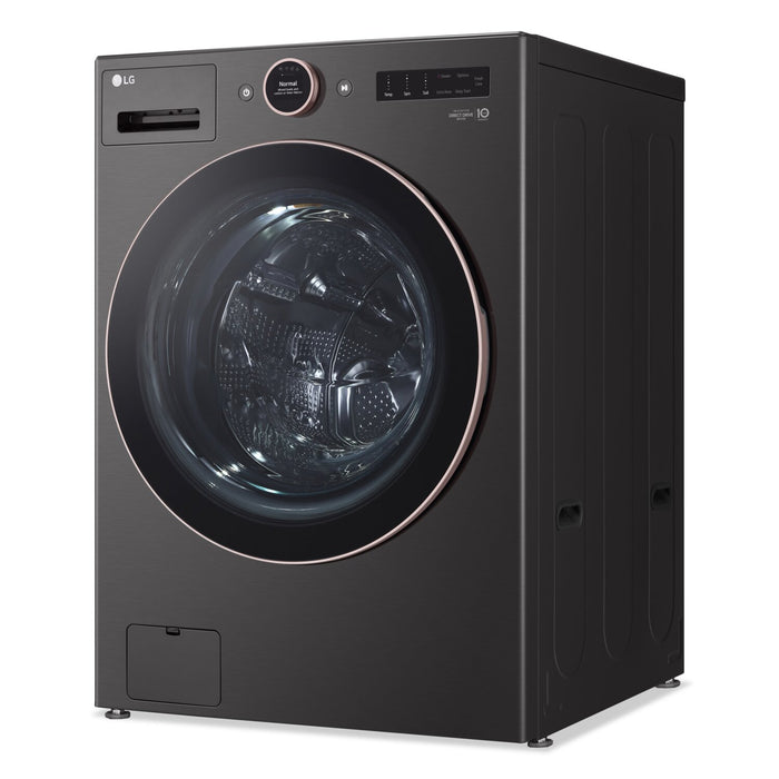 LG 5.8 Cu. Ft. Smart Front-Load High-Efficiency Steam Washer - Black Steel - Stackable - WM6500HBA