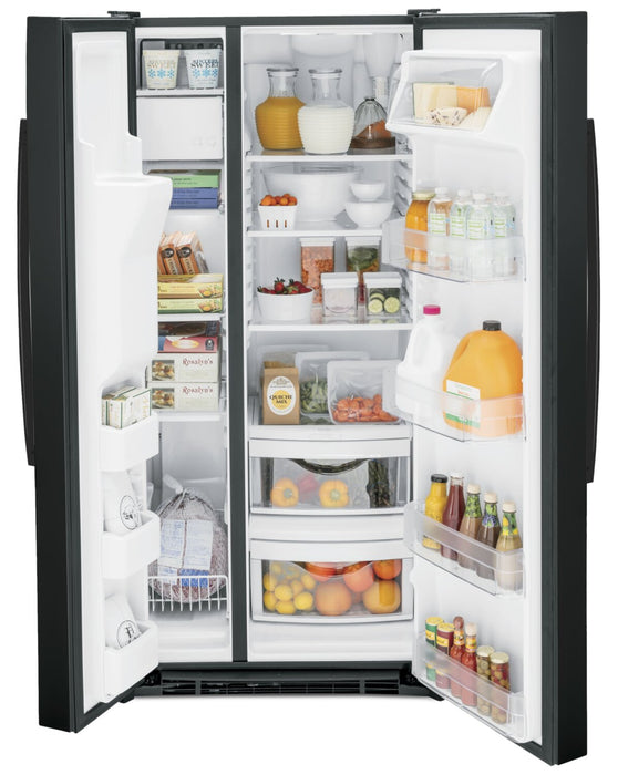 GE 33\" 23.2 Cu. Ft. Side-by-Side Refrigerator - Black - GSS23GGPBB
