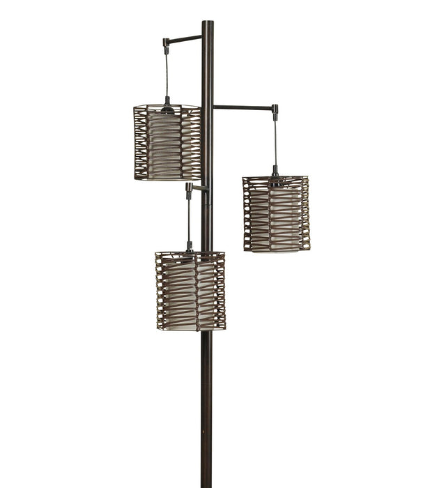 Harlon 71.5\" Antiqued-Bronze with Rattan Shades 3 Light Floor Lamp