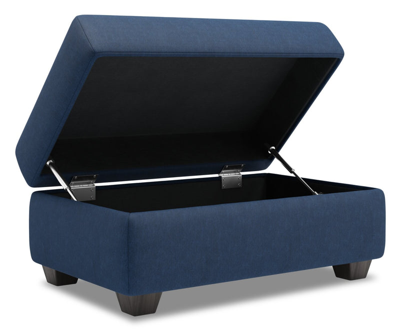 Made in Canada Customizable Sofa Lab The Trunk 39\" Linen-Look Fabric Storage Ottoman - Pax Navy Blue