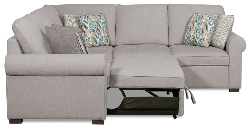 Scott Living Haven 2-Piece Left-Facing Chenille Fabric Sleeper Sectional - Grey