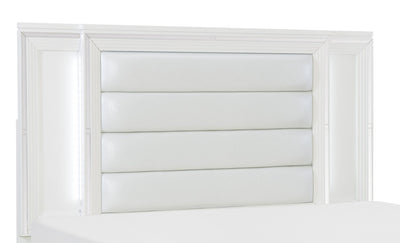 Max Queen Headboard - White - Glam style Headboard in White Asian Hardwood, Medium Density Fibreboard (MDF), Plywood