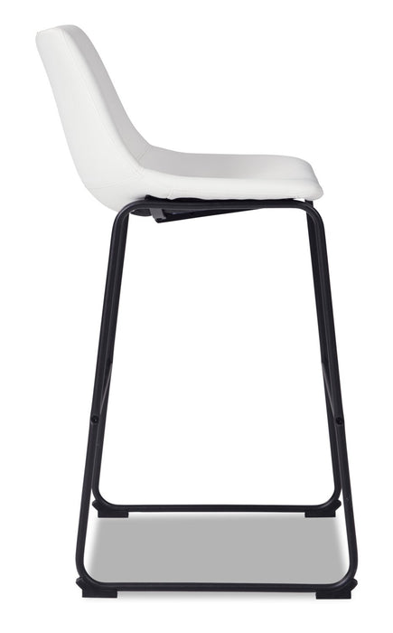 Cole Barstool with Vegan Leather Fabric, Metal - White
