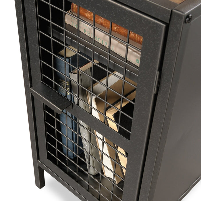 Tayla 60.67\" L-Shaped Office Desk with 2-Drawers & Cabinet - Vintage Oak & Black