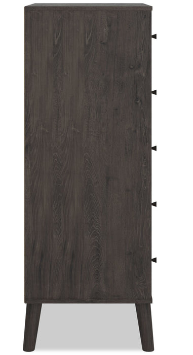 Wolf Bedroom Chest of Drawers, 5-Drawer, 29.9\"W x 50.7\"H, Modern Mid-Century - Two-tone Brown & Natural