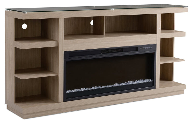 Axel 74\" Modern  Electric Fireplace TV Stand with Storage and Cable Management for TVs up to 85\"- Taupe