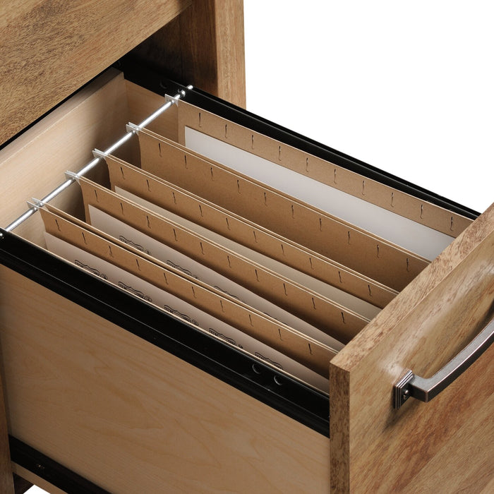 Alfie 53.15\" Office Desk with 2-Drawers & Cabinet- Light Brown