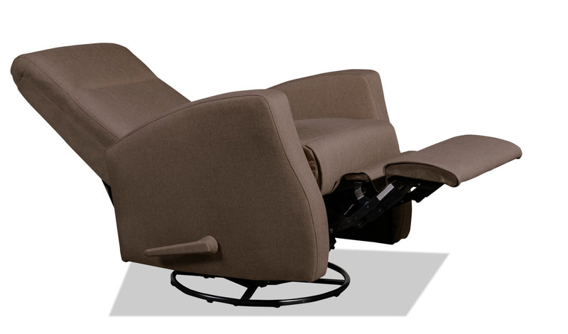 Nyla 30\" Linen-Look Fabric Swivel Rocker Reclining Chair - Brown