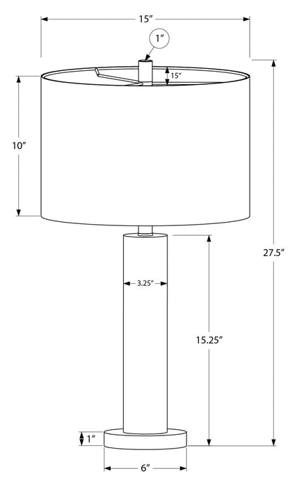 28\" Nickle Metal with Acrylic Base Table Lamp