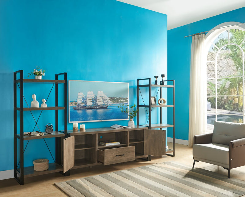 Alvin 66\" Modern 3-Piece Entertainment Centre with Storage and Cable Management for TVs up to 70\"- Hazelnut