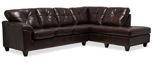 Made in Canada Addison 2-Piece Right-Facing Leather-Look Fabric Sectional with Removable Seat Cushions - Brown