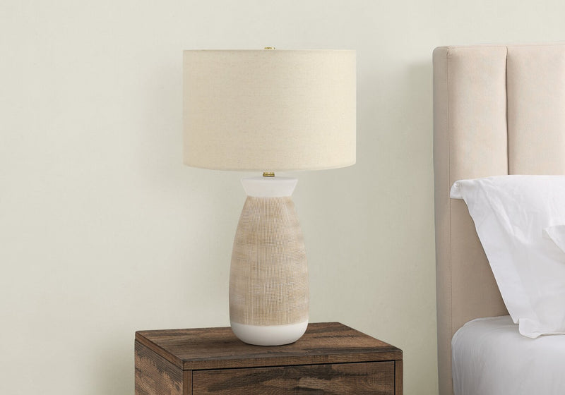 27\" Cream Ceramic Table Lamp with Beige Shade