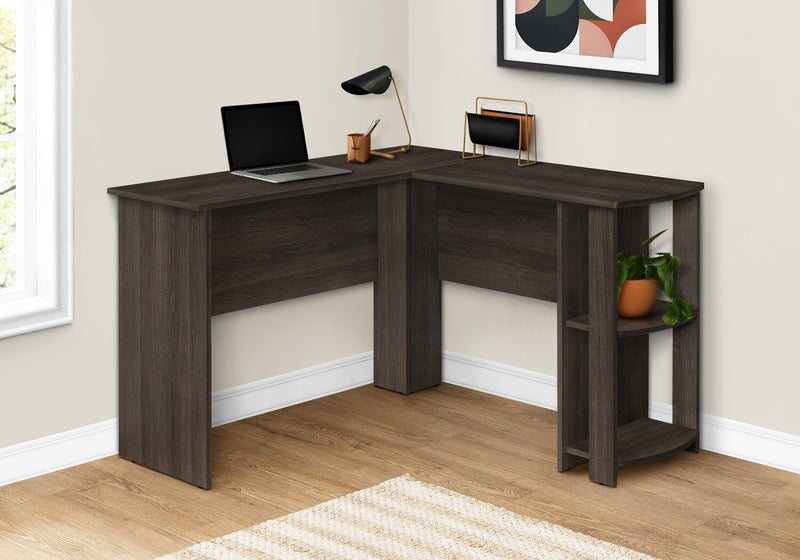 Eason 47\" L-Shaped Office Desk with Shelf- Oak