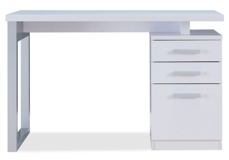 Oscar 47\" Reversible Office Desk with 3-Drawers - White