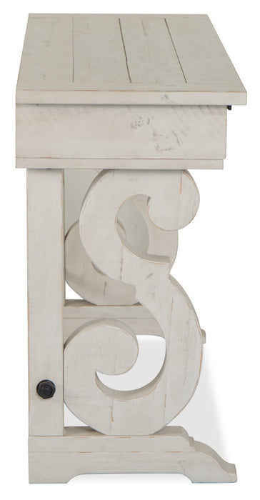 Bronwyn 50\" Traditional Sofa Table with Storage - Alabaster Pine with Scroll Design Wood Base