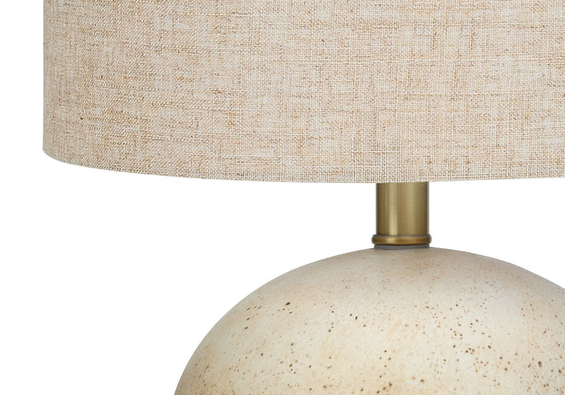 20\" Beige Concrete Table Lamp with Linen Shade
