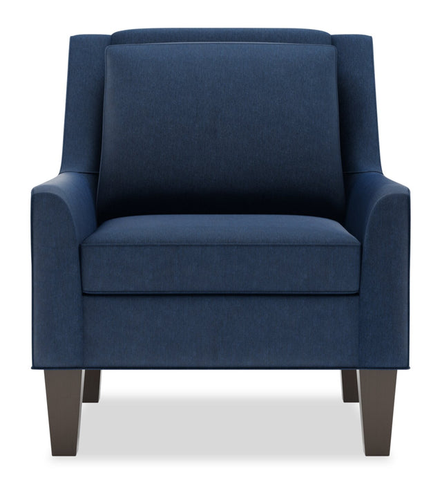 Made in Canada Sofa Lab Customizable Club 29\" Linen-Look Fabric Accent Chair with Wood Legs - Pax Navy Blue