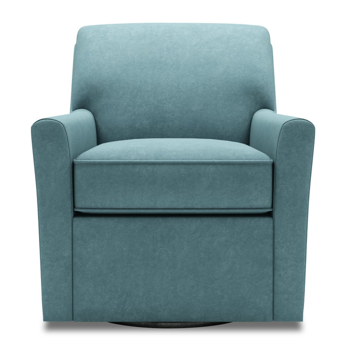 Made in Canada Sofa Lab Customizable Swivel 31\" Velvet Fabric Accent Chair - Sea Blue