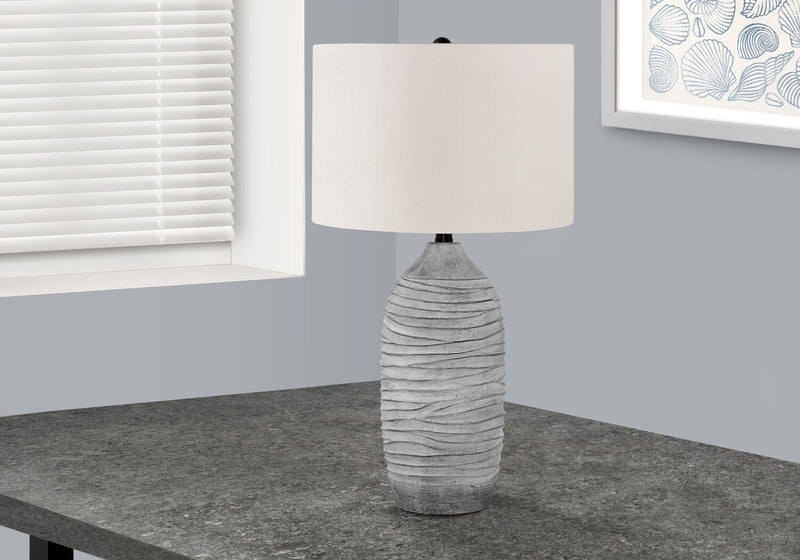 27\" Grey Textured Resin Table Lamp