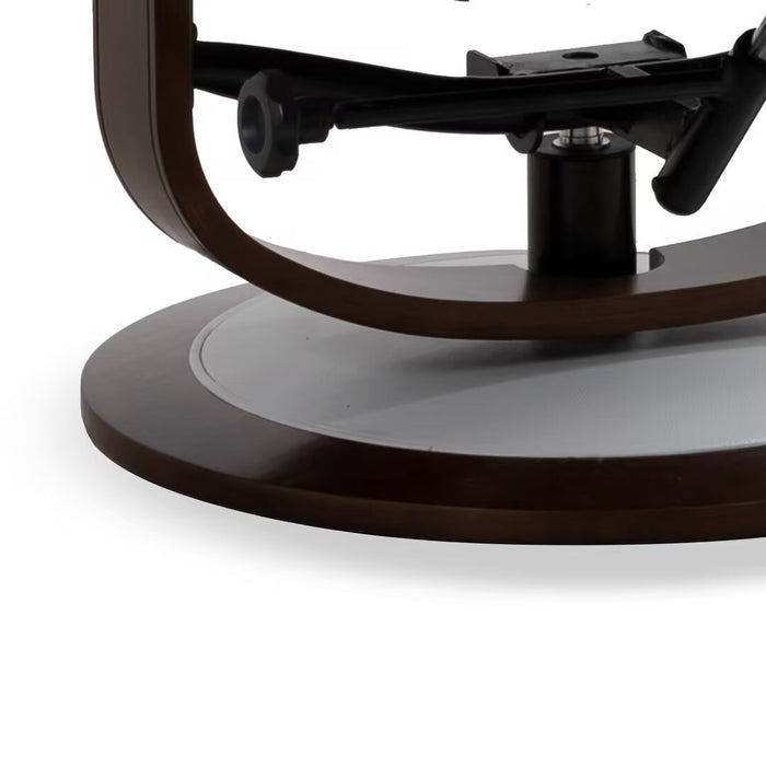 Maven 34.5\" Grey Genuine Leather Stress Free Reclining Chair with Footrest and Wood and Metal Base - Grey