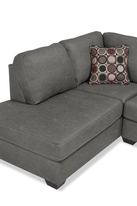Made in Canada Morty 2-Piece Left-Facing Leather-Look Fabric Sectional with Accent Pillows - Grey