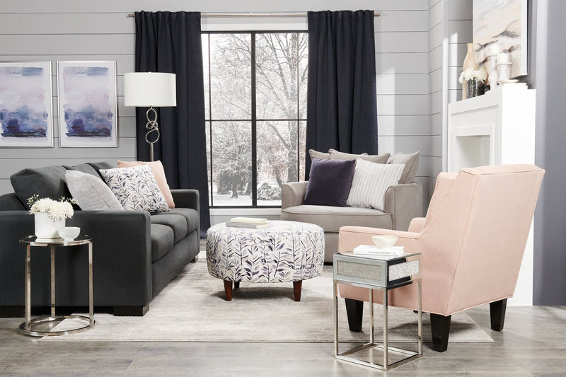 Made in Canada Customizable Sofa Lab Track 85\" Linen-Look Fabric Sofa with Track Arms - Pax Pepper Grey