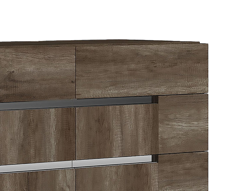 Gino 6pc Bedroom Set with Panel Bed, Dresser, Mirror & Nightstand - Made in Italy, Modern, Brown - King Size