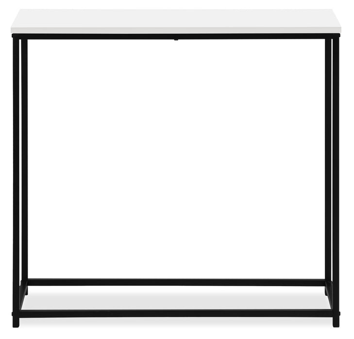 Alma 31.5\" Modern Sofa Table - White with Black Metal Frame