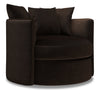 Made in Canada Sofa Lab Customizable Nest 41\" Chenille Fabric Swivel Accent Chair - Luxury Chocolate Brown