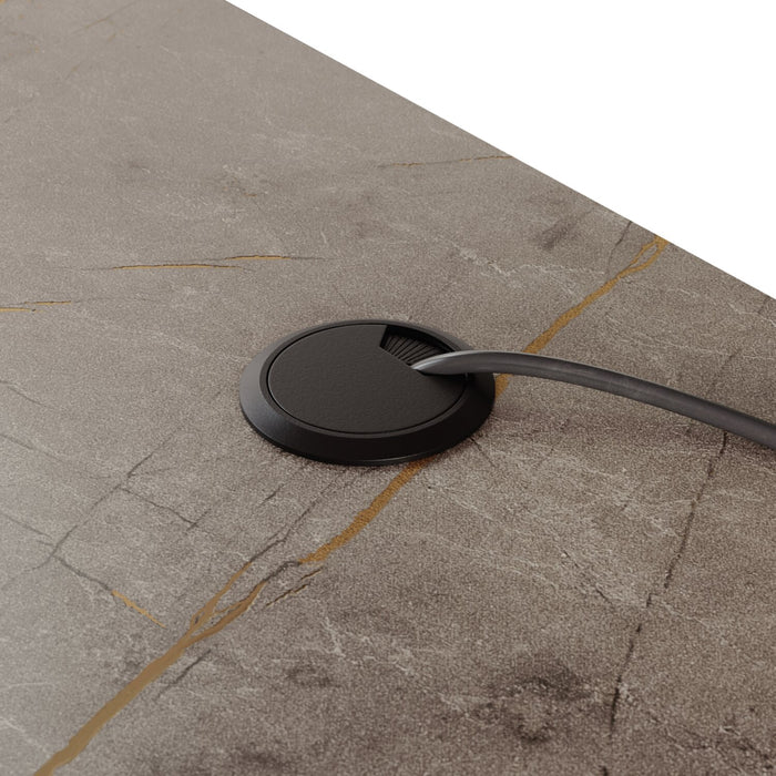 Maxim 65.98\" L-Shaped Office Desk with 2-Drawers, Cubbyholes & Shelves - Umber Wood