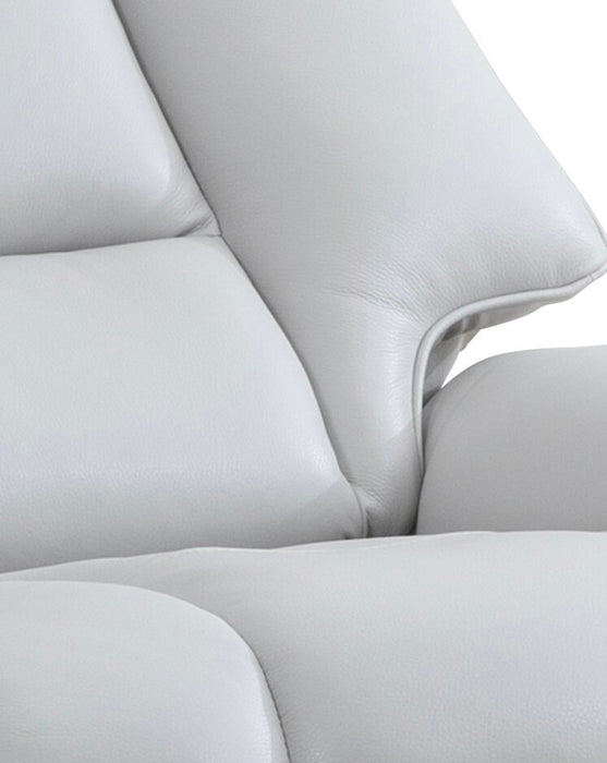 Maven 34.5\" Grey Genuine Leather Stress Free Reclining Chair with Footrest and Wood and Metal Base - Grey