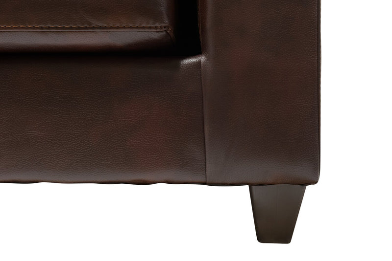 Made in Canada Addison 2-Piece Left-Facing Leather-Look Fabric Sectional with Removable Seat Cushions - Brown