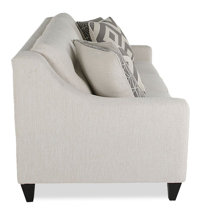 Made in Canada Cindy Crawford Home Kylie 78\" Linen-Look Sofa with Wood Legs - Zeus Pearl