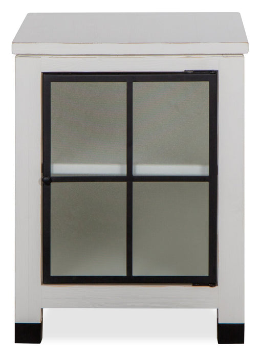 Harper 20\" Modern Glass Door Chairside Table with Storage - White Pine