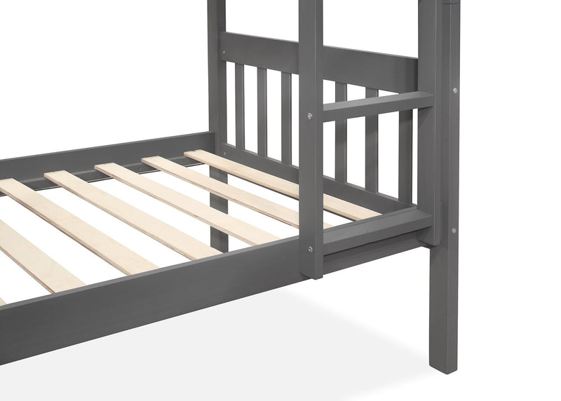 Miko Bunk Bed with Ladder & Guard Rail for Kids, Grey - Twin/Twin