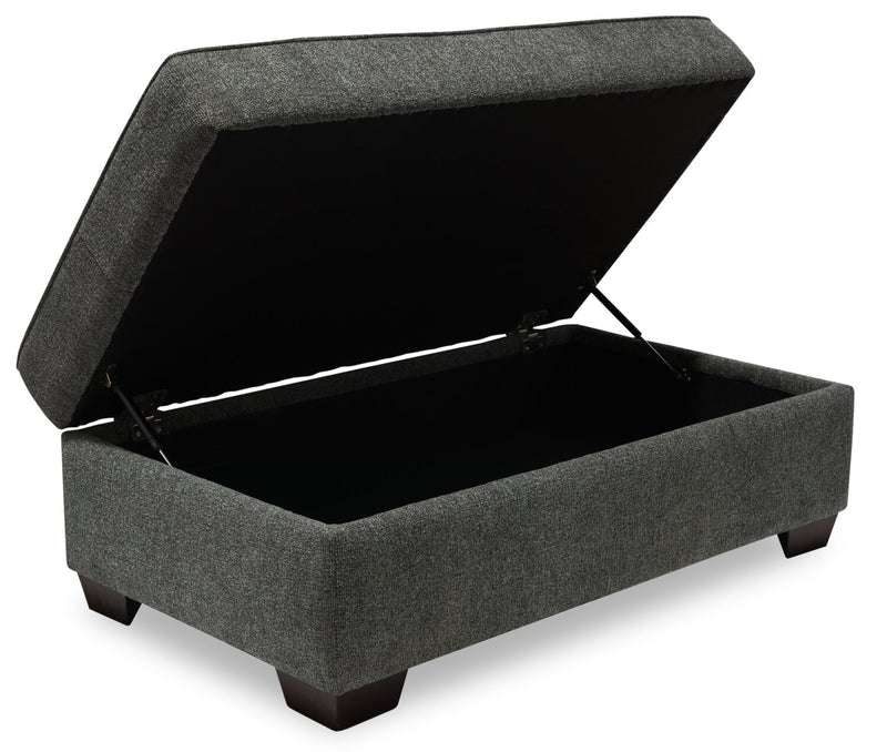 Made in Canada Verona 44\" Linen-Look Fabric Storage Ottoman - Charcoal Grey