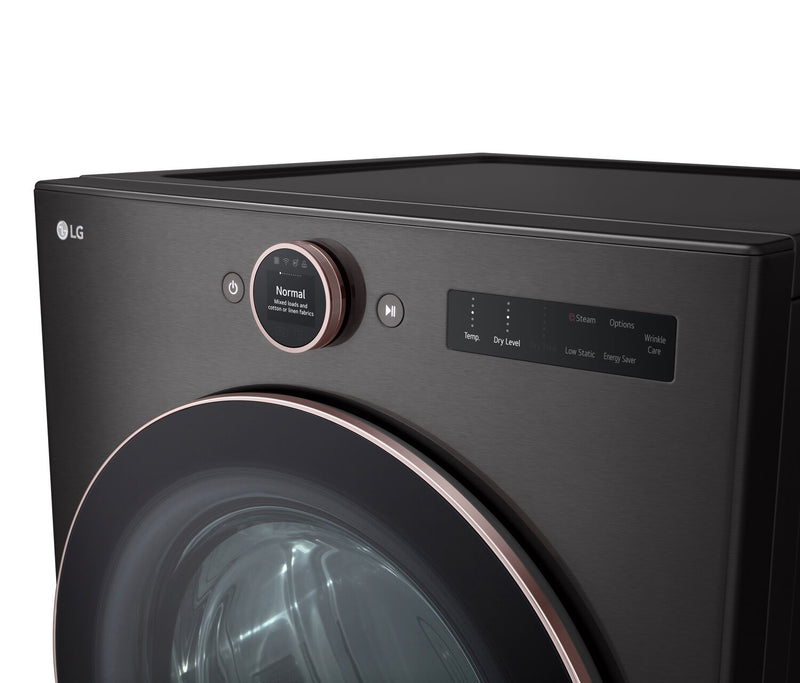 LG 7.4 Cu. Ft. Smart Electric Dryer with Steam - Black Steel - Stackable - DLEX6500B
