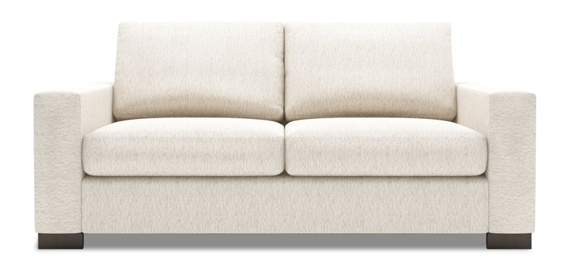 Made in Canada Customizable Sofa Lab Track 75\" Chenille Fabric Condo Size Sofa with Track Arms - Luxury Sand Beige